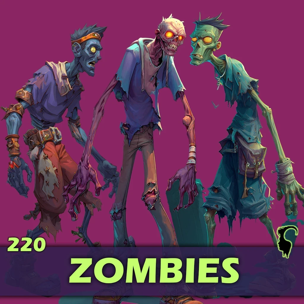 ArtStation - 220 STYLIZED ZOMBIES ILLUSTRATIONS REFERENCE PACK - Vol.1