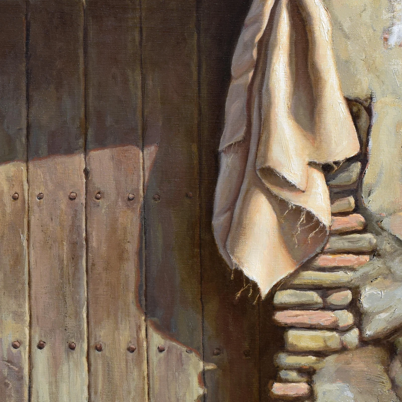 Old gate in Romero street-Oil on linen