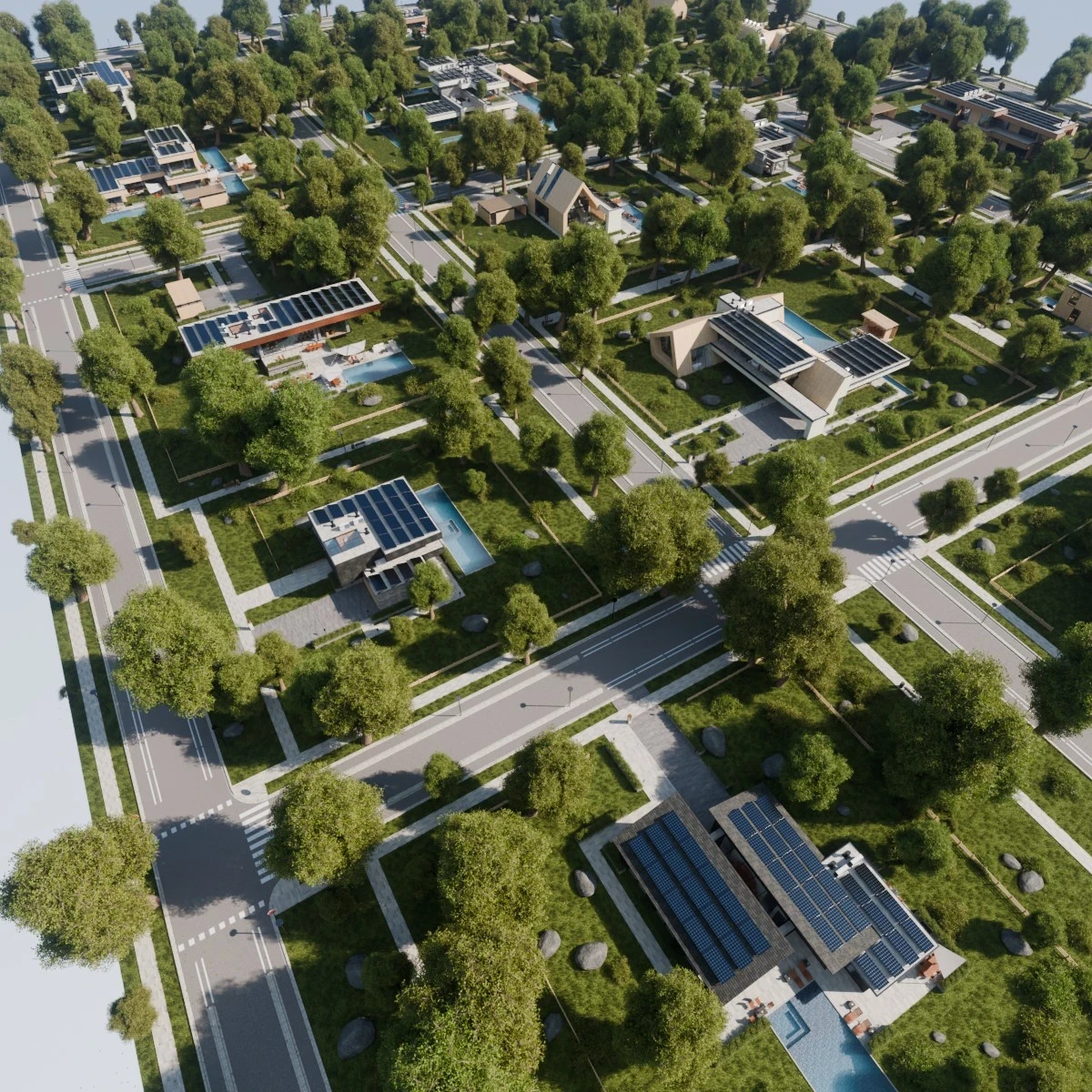 20 Modern House Neighborhood With Interior For Blender Eevee And Cycles
