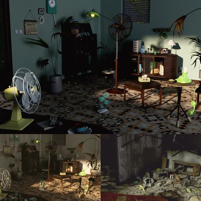 After the Tremor | 1970s Tropical Living Room Environment