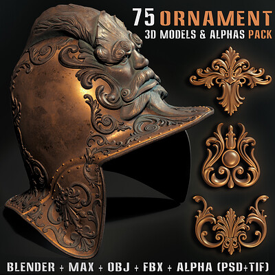 75 Ornament 3D Models & Alphas Pack– Vol15