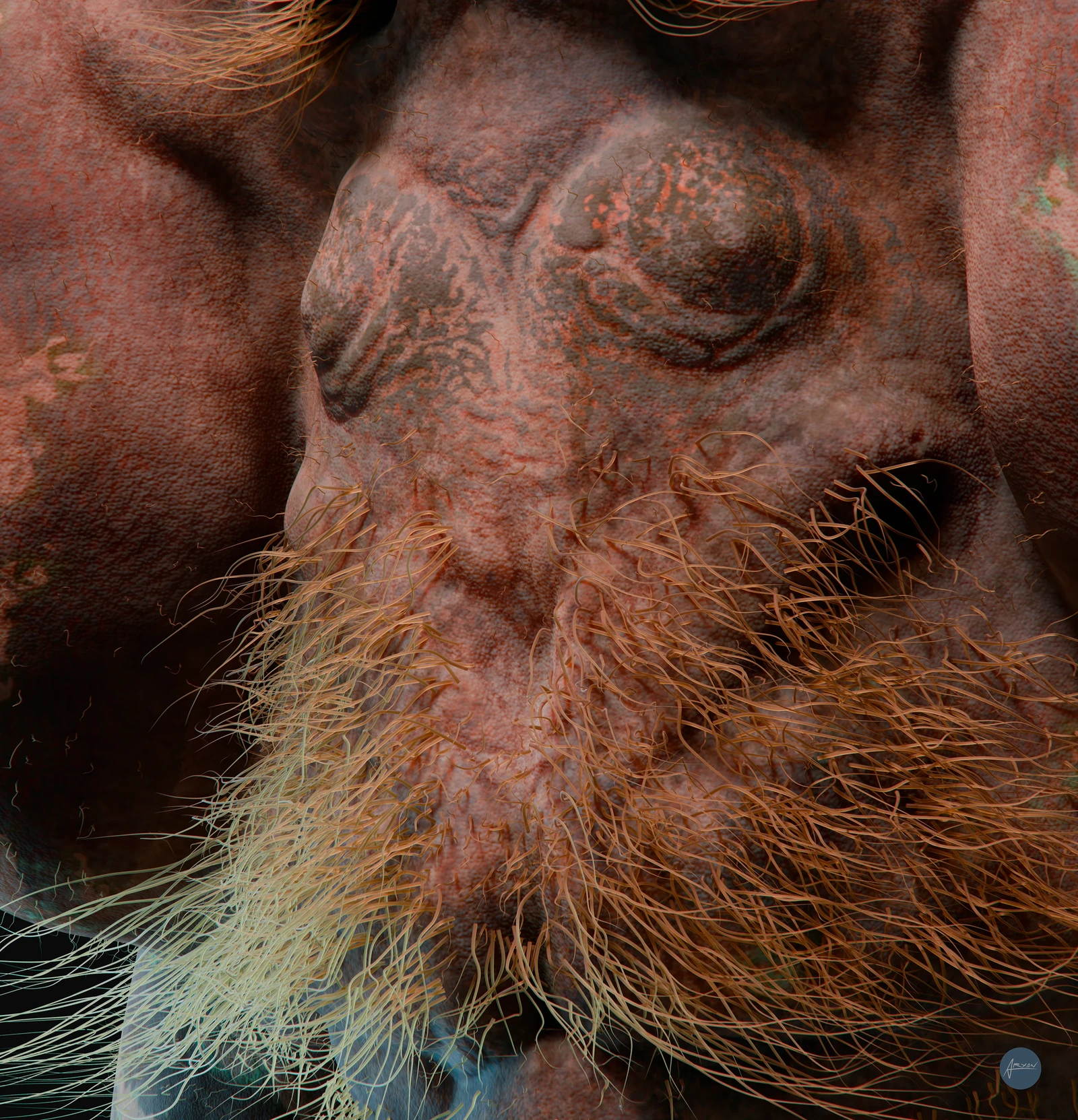 "Aztoushian" Creature/Character design created in ZBrush, textured in Painter, rendered in Cycles.