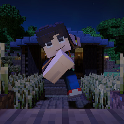 Minecraft Gaming Page Cover Scene