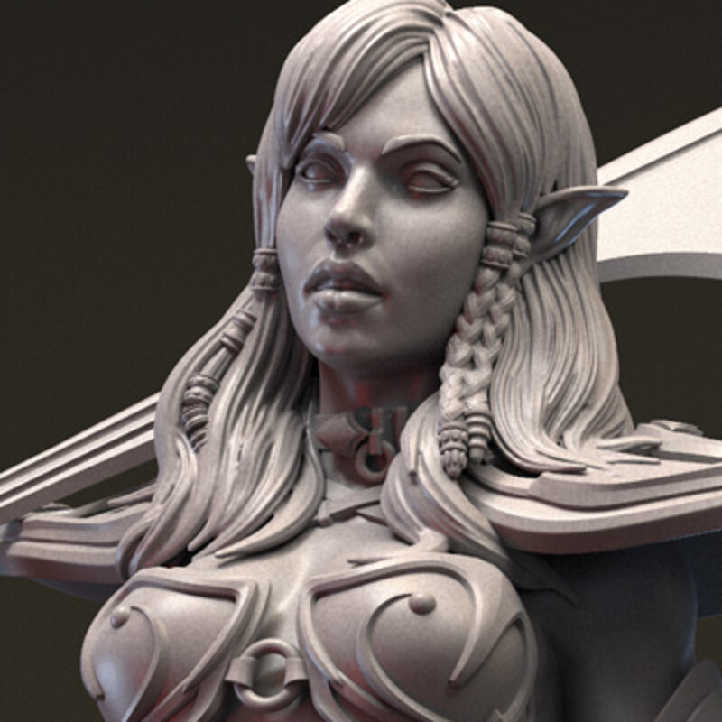 "Vala Stormraven" Female Elf Warrior 75mm Miniature