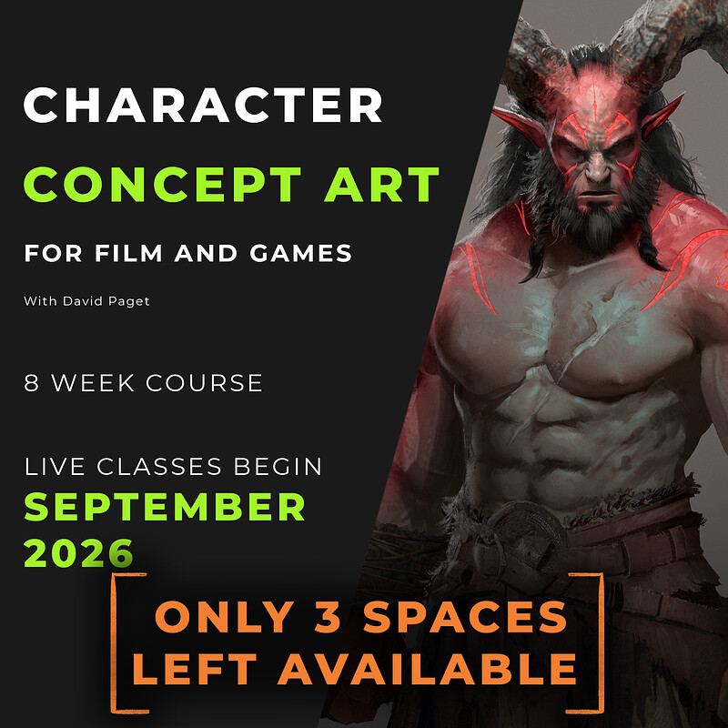 Character Concept Art for Film and Games, September 2026