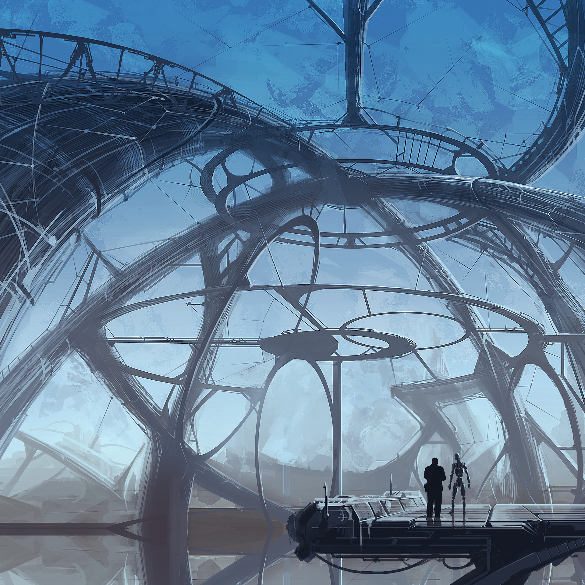 Абстрактный фон. Фэнтези архитектура. И. Пространственный мир. Трехмерная перспектива.