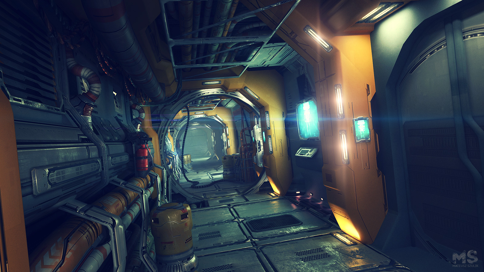 Artstation Spaceship Corridor 3d Scene Mat Szulik