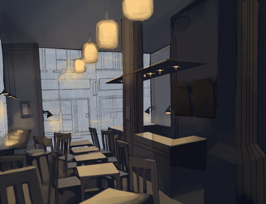 ArtStation - coffee shop lighting