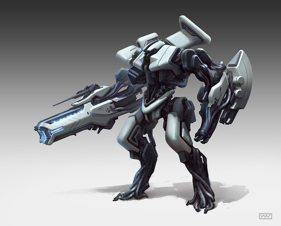 Концепт Mech. Sci-Fi мех. Меха боевой антропоморфный робот. Sci-Fi арт Mech.