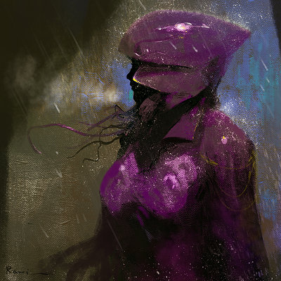 Ahmed rawi purple raincoat