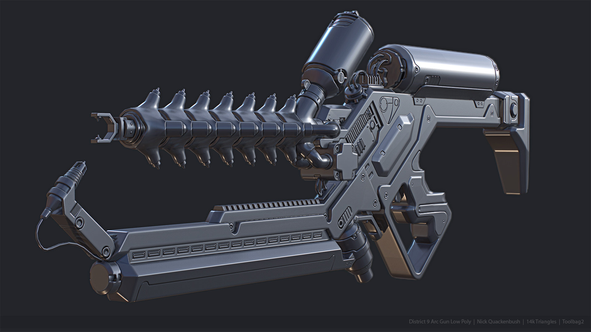 Artstation District 9 Arc Gun Low Poly Bake Nick Quackenbush