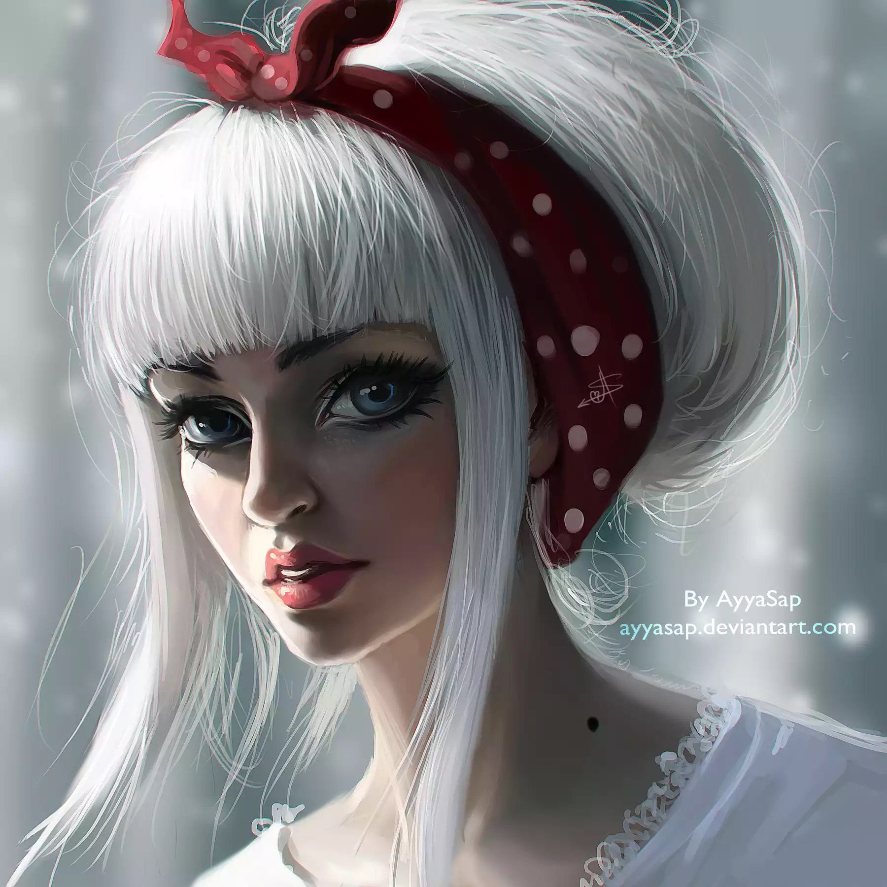 ArtStation - white hair girl character design