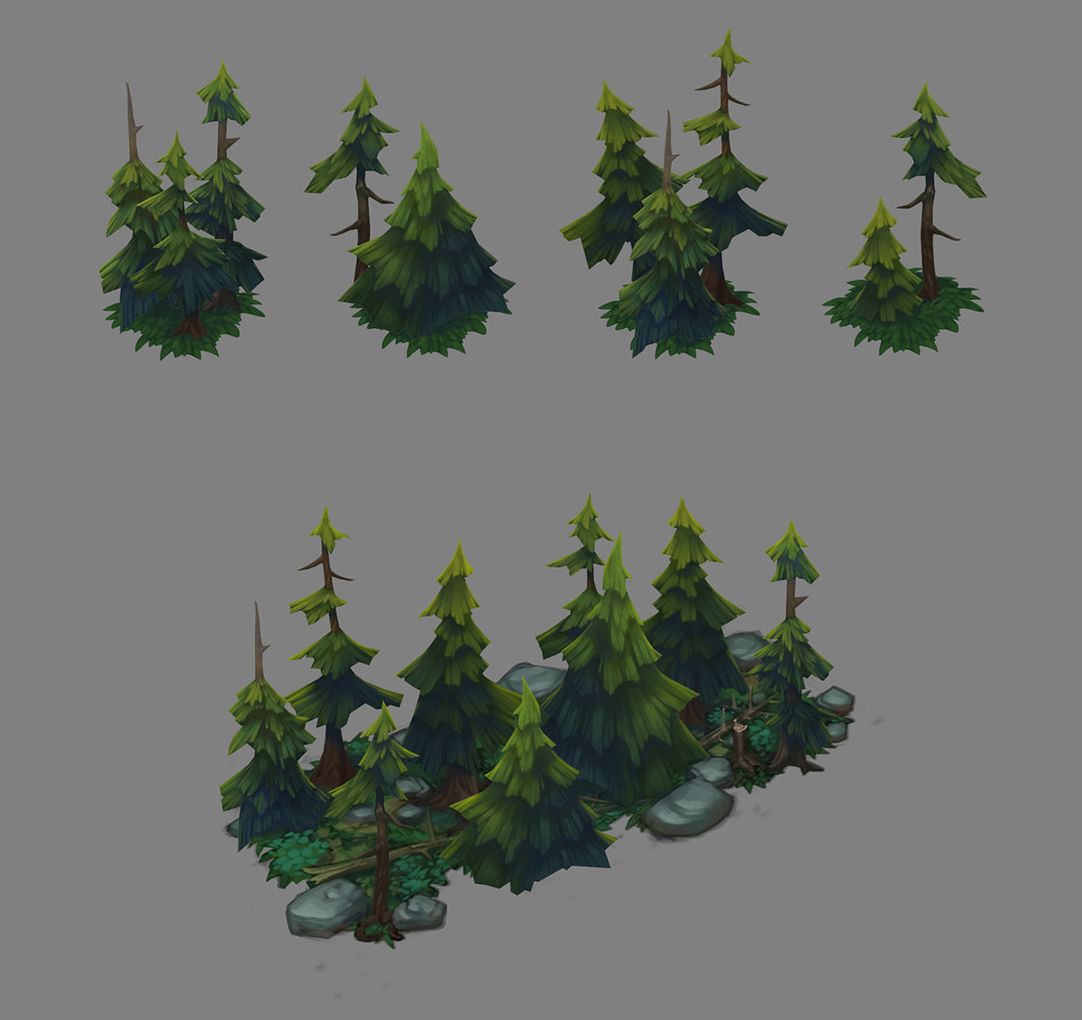 Game tree. Hand painted дерево. Елка гейм арт. Ель game Art. Ель для 2 d игры.