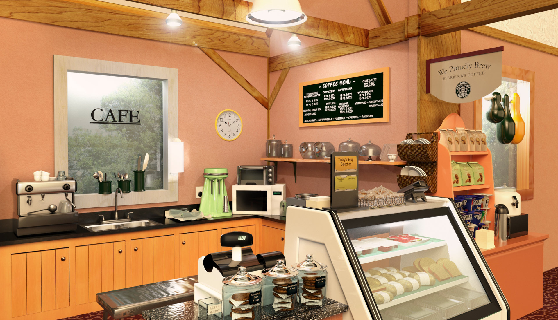 Artstation 3d Starbucks Coffee Interior Gloria Abigail