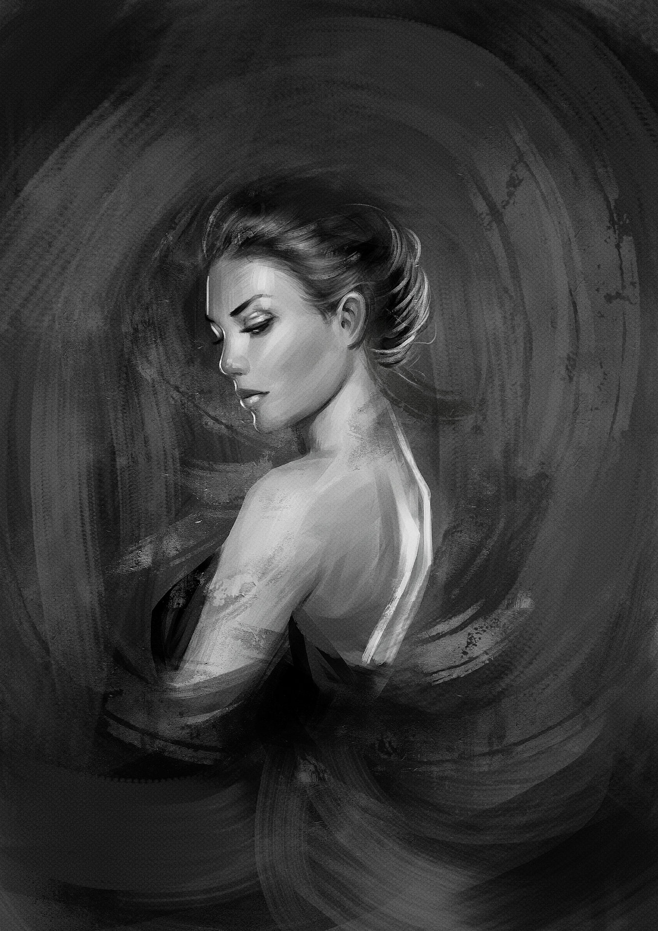 Девушка черно белое фото рисунок ArtStation - portrait practice