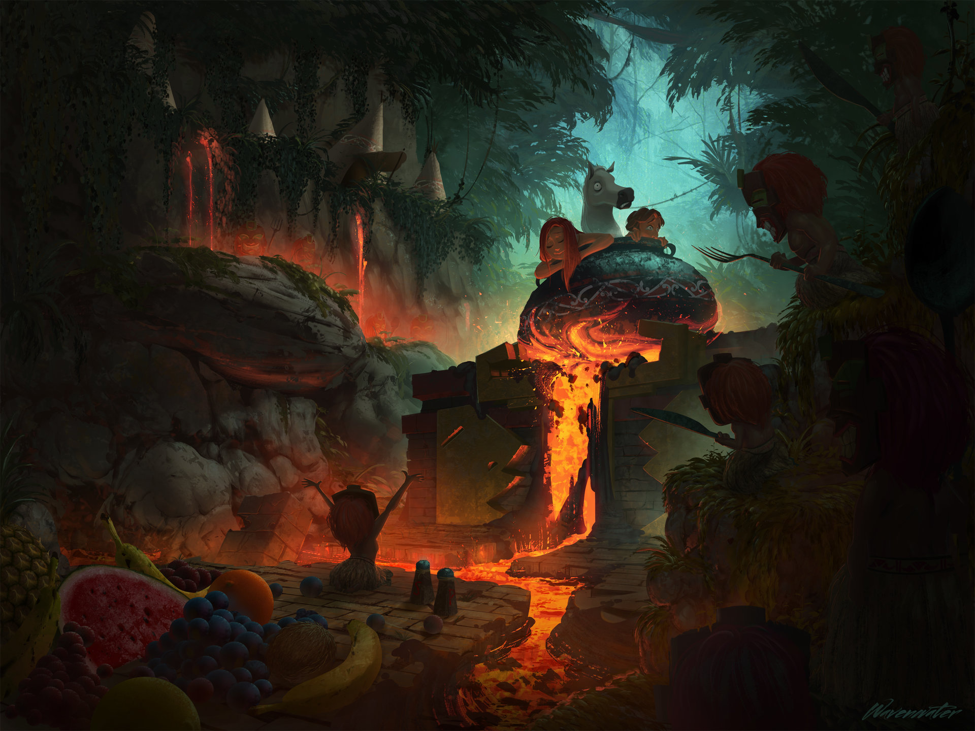 ArtStation Jungle bath, Wavenwater Michael Guimont