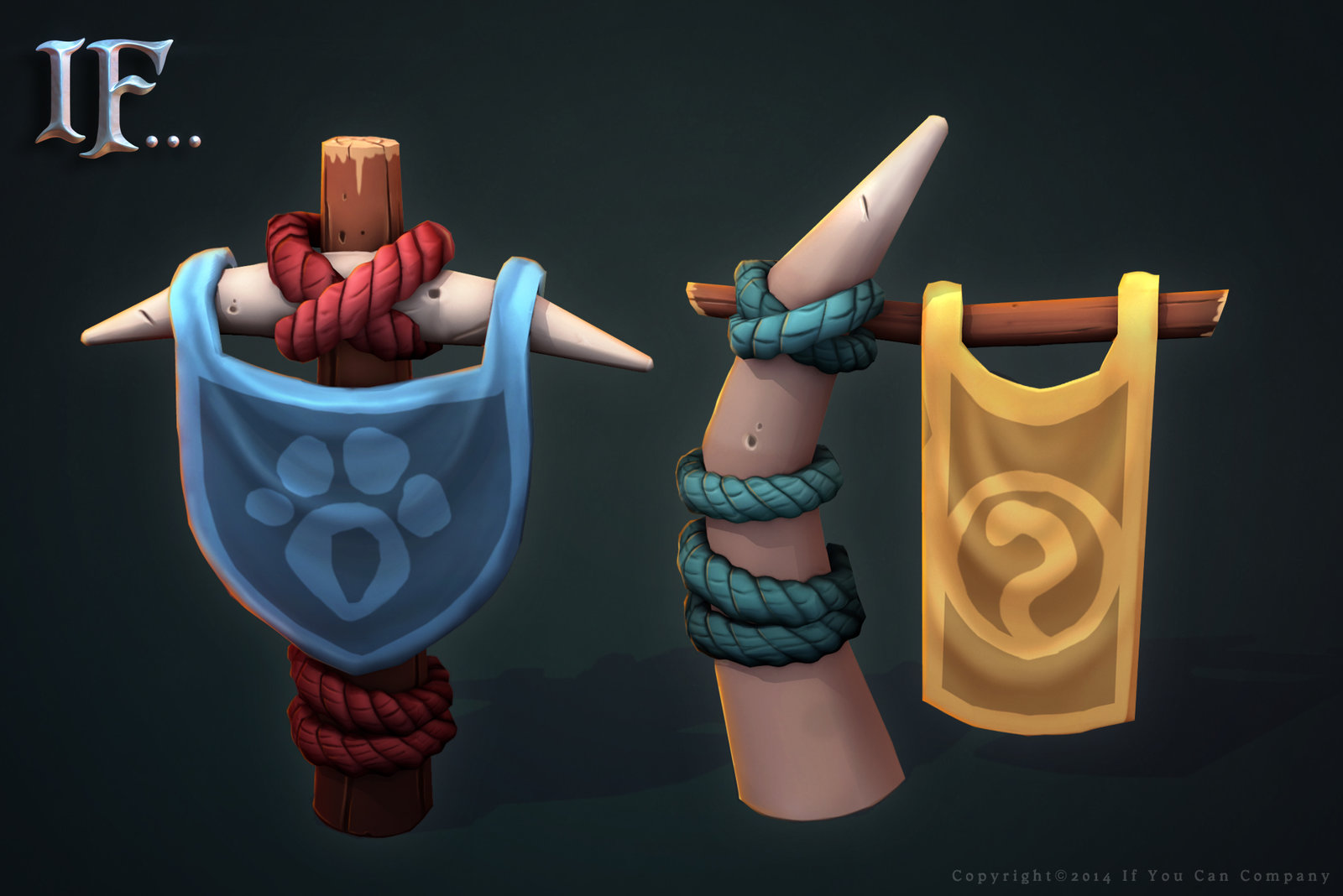 Bluepaws and Yellowtails gang banners. Modeled and textured by me.