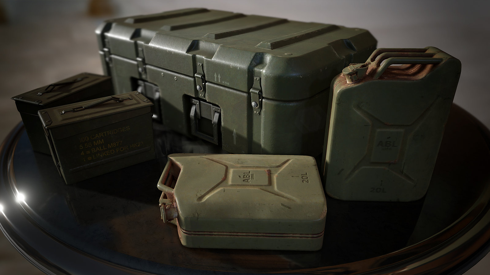 Army Props rendered in Unreal 4