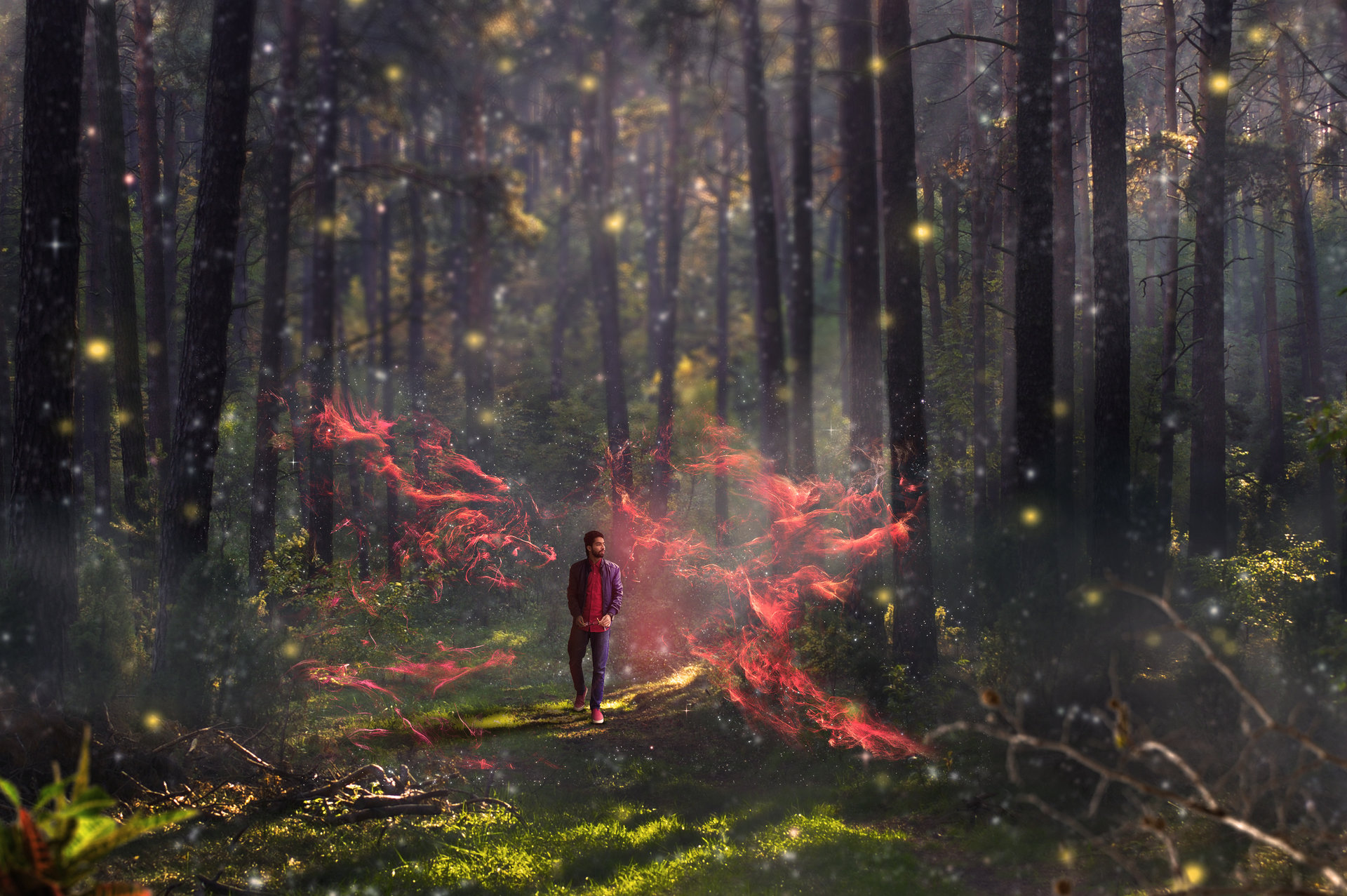 Dream core лес. один в жутком лесу ночью. сказочный фон. фантастический лес. Dreaming forest.