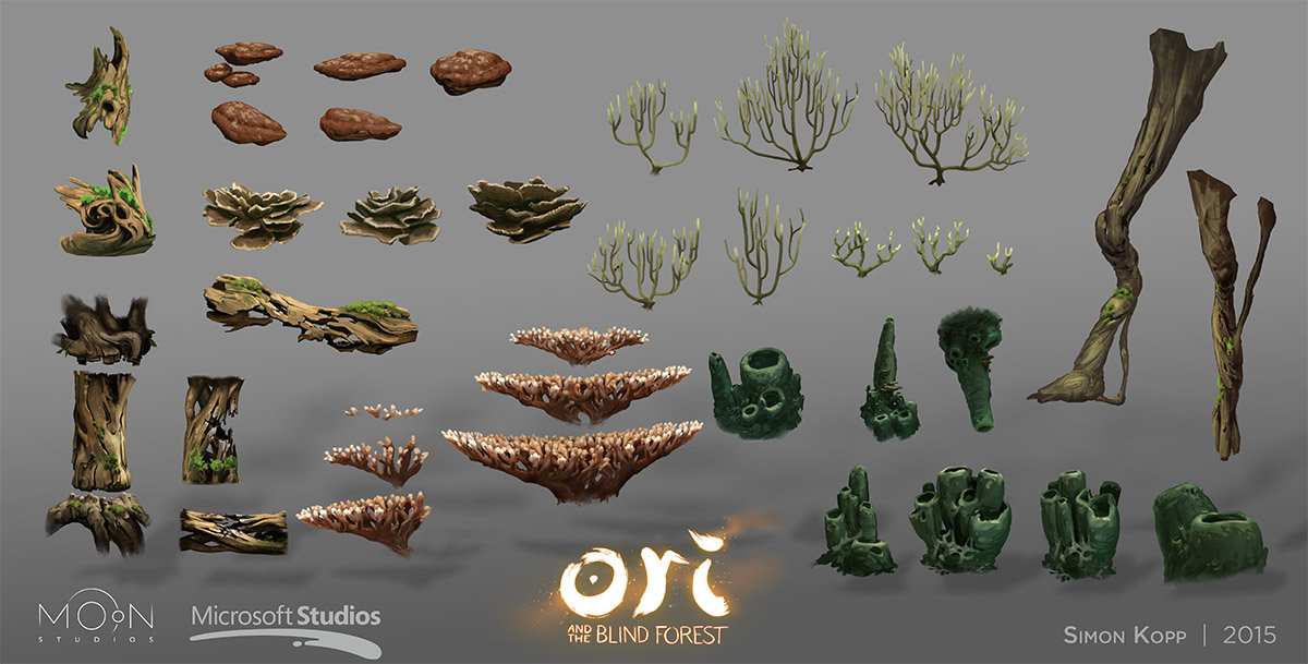 Ginso Tree asset board. All assets on this board were exclusively painted by me.