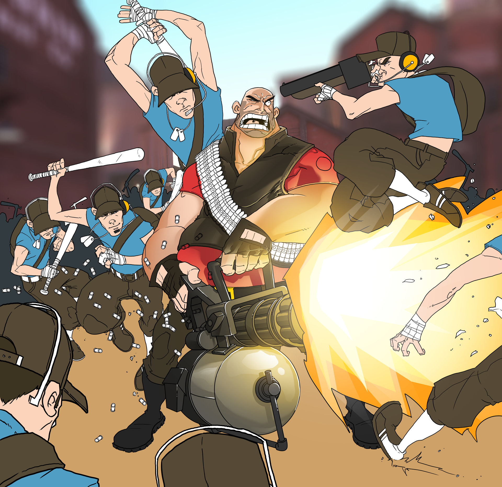 ArtStation - Team Fortress 2 Fanart - "The Scout Rush" WIP