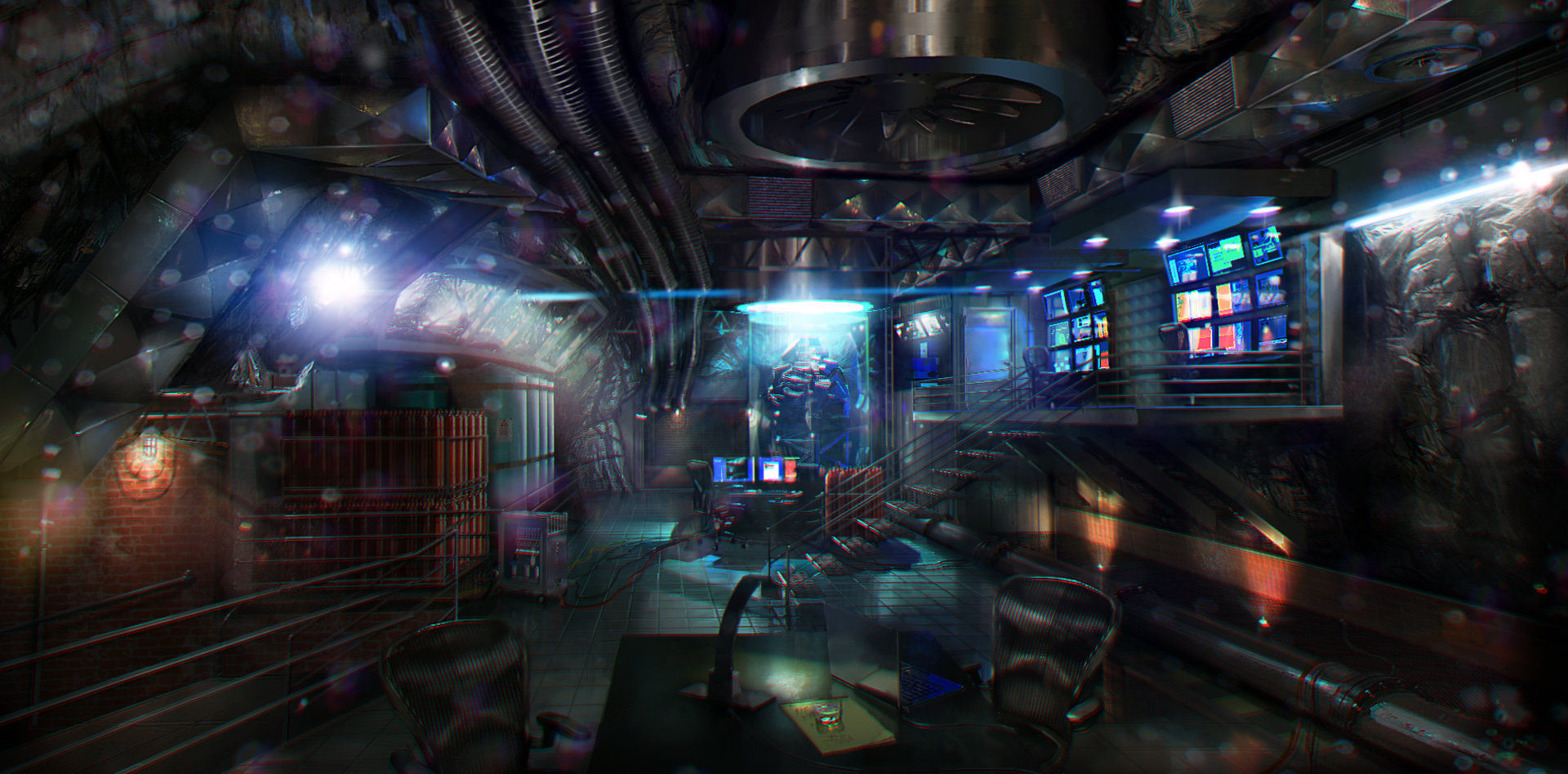 Лаборатория фантастики сайт. Подземная лаборатория Модан.. Интерьер в стиле киберпанк. Подземная лаборатория арт. Заброшенная подземная лаборатория арт.