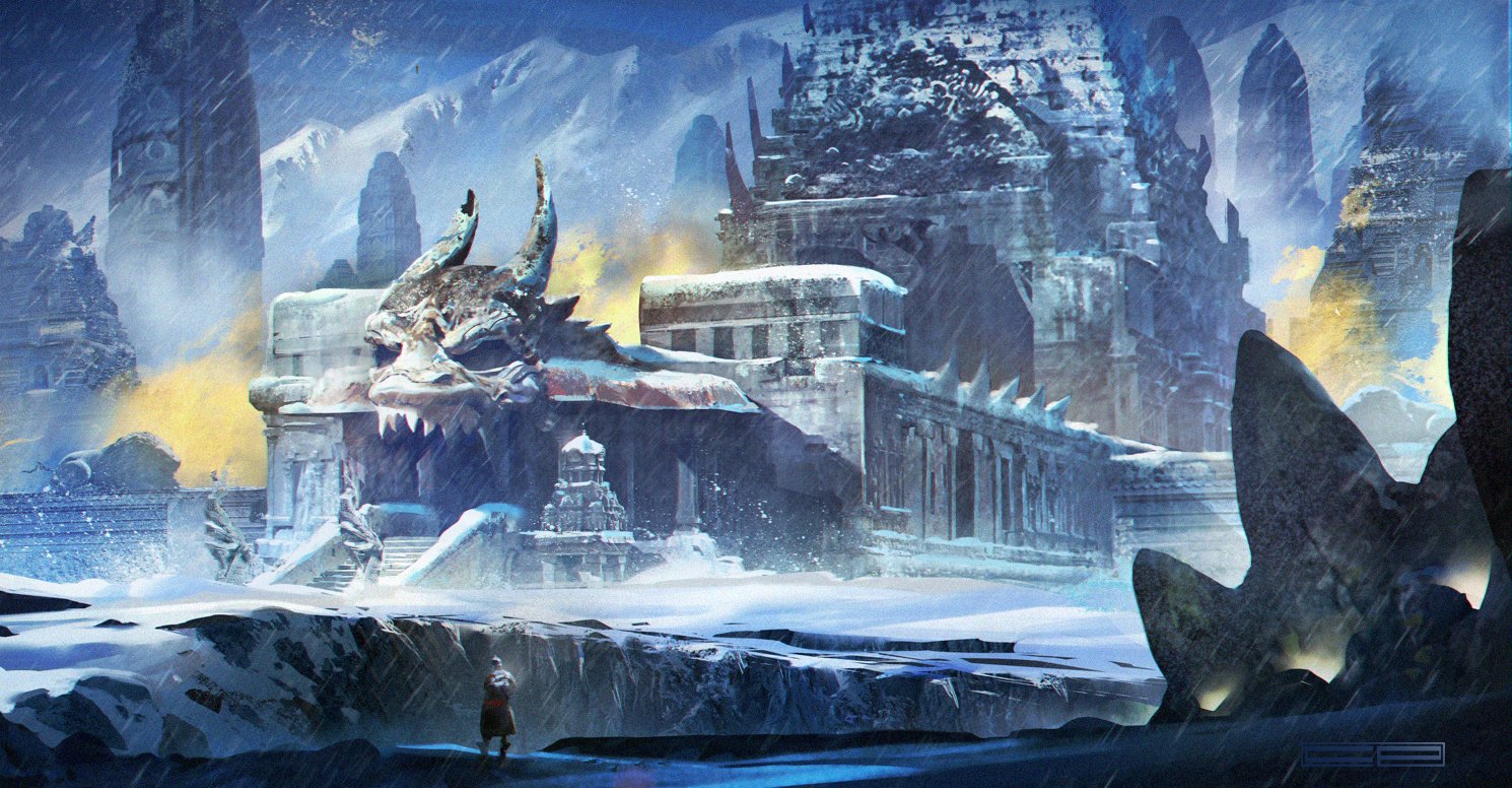 Dragon Temple in the Infinite Snow - Concept Art