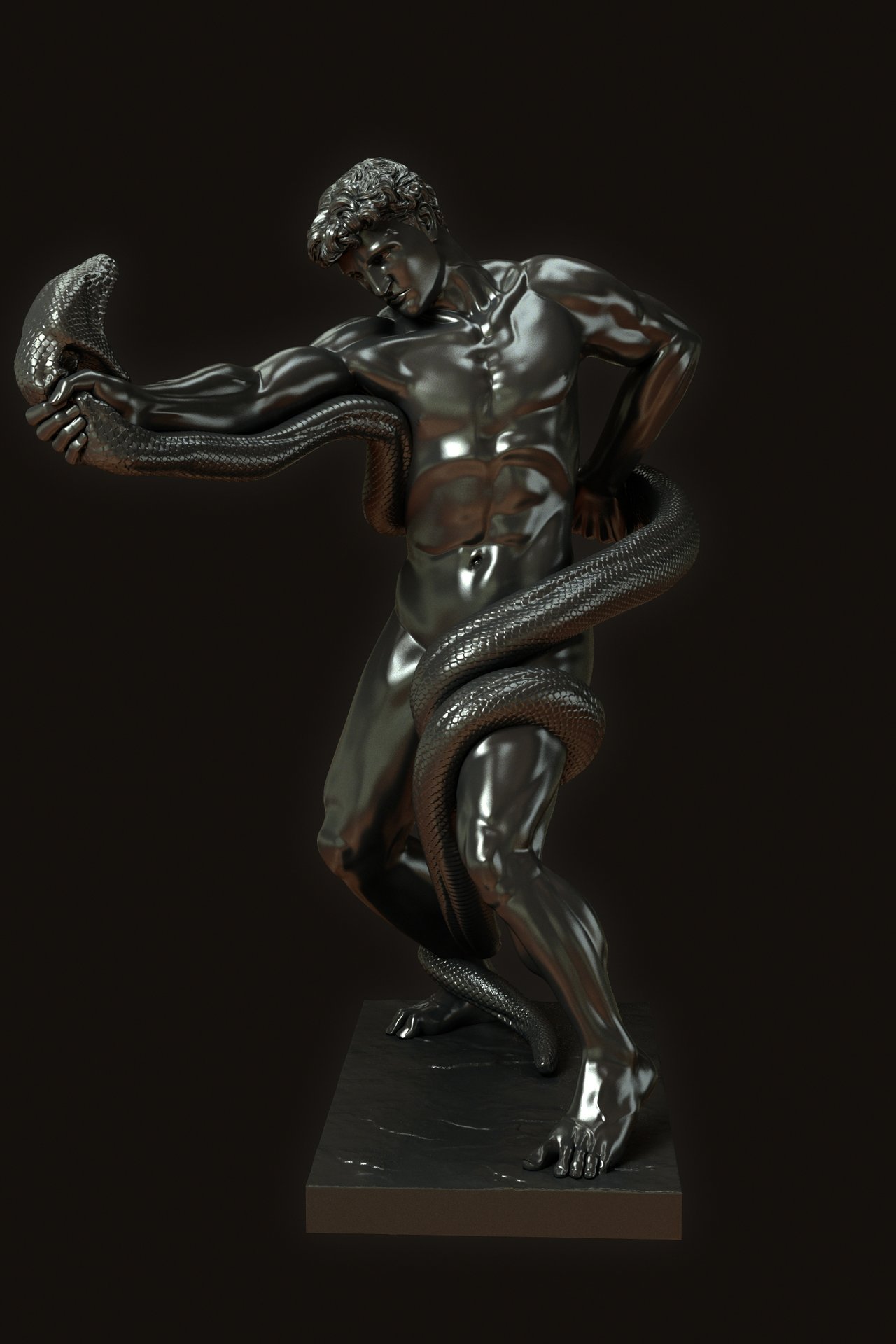 ArtStation Athlete Wrestling a Python