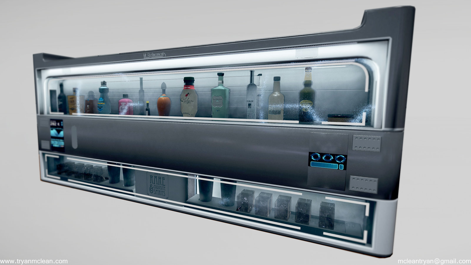 Star Citizen Subscriber Flair Liquor Cabinet. Modelling by myself. VFX and Liquor logos done by others on team. 