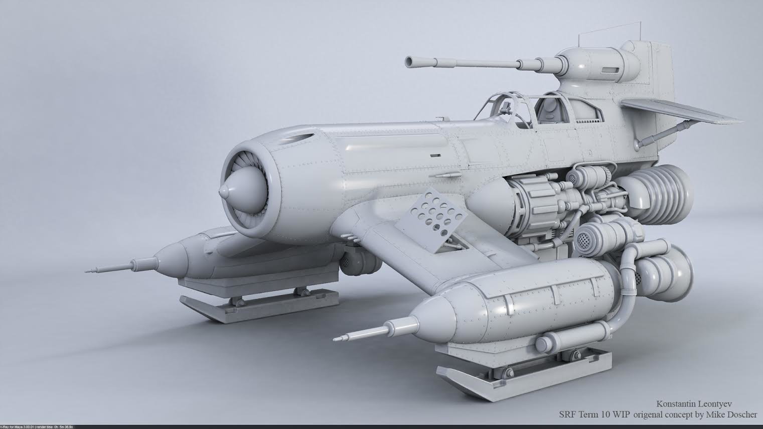 Artstation 3d Model Of Retro Space Fighter Original Concept By