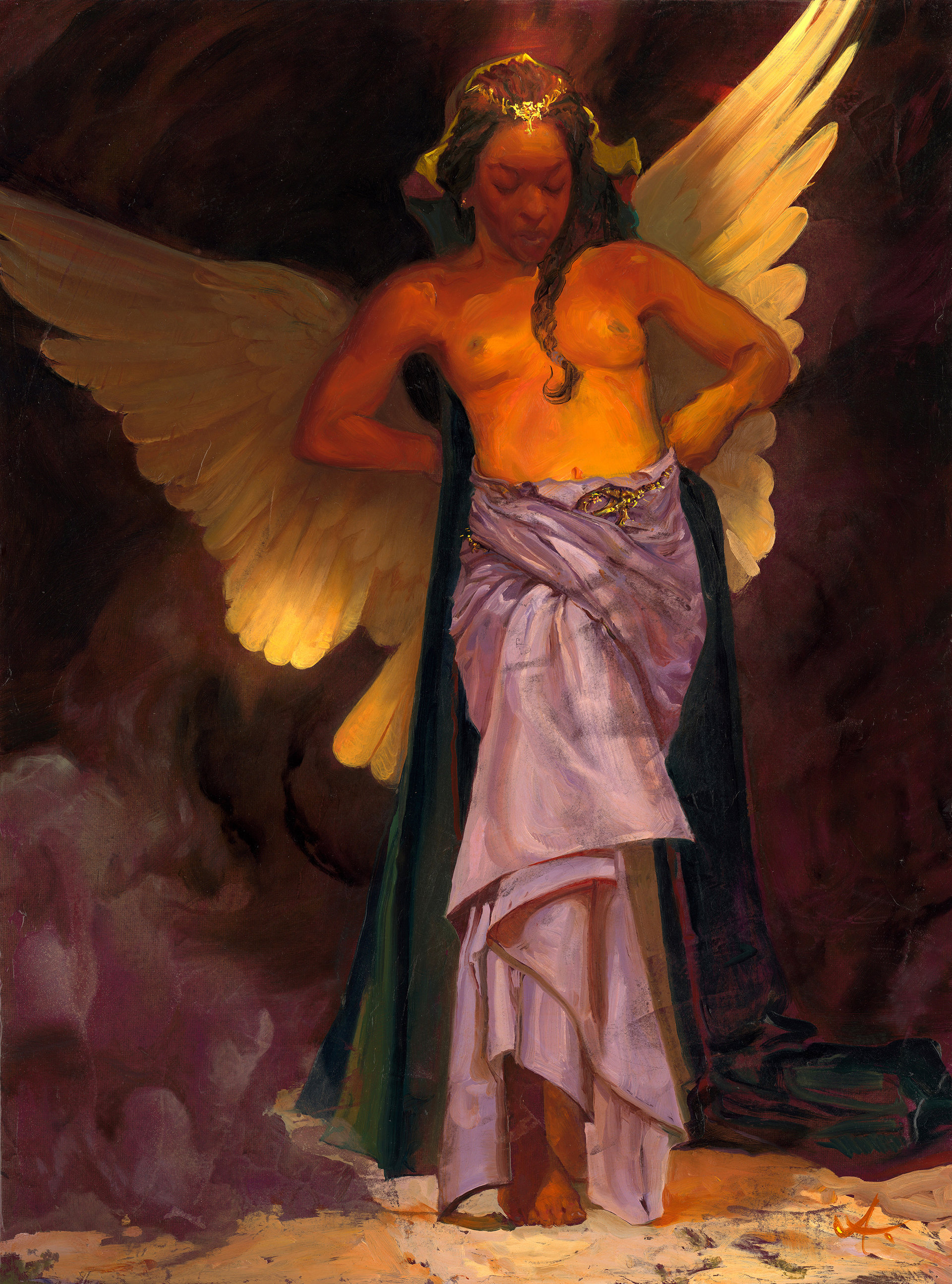 Artstation Black Angel 18x24 Oil Painting Andrew Theophilopoulos