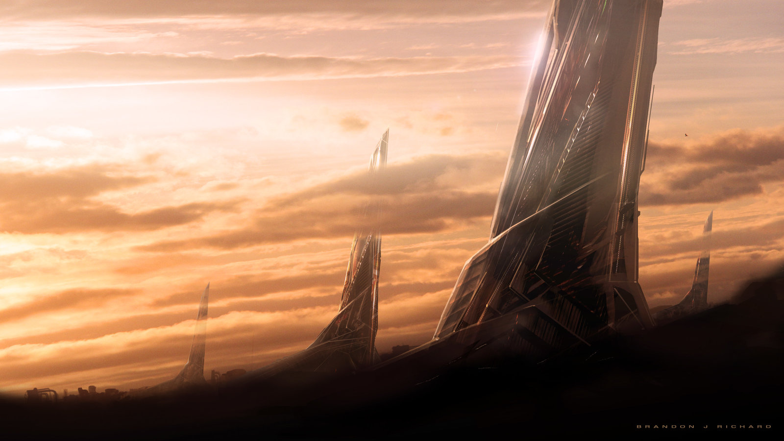 Spires at sunset