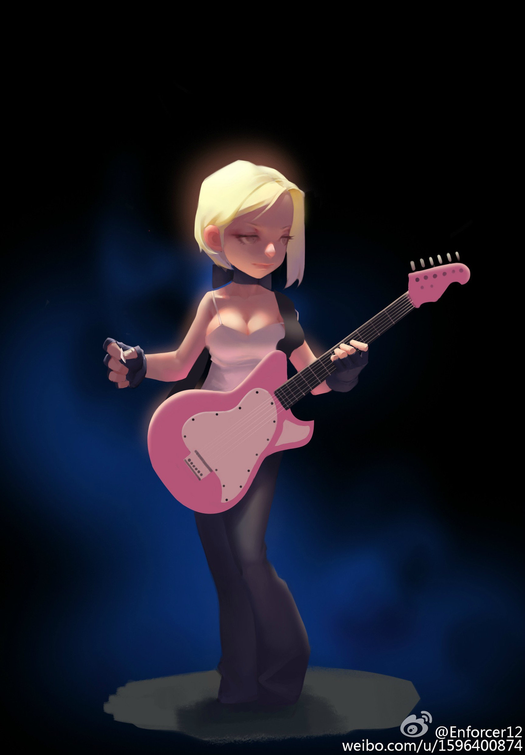 Artstation Bass Player Enforcer 12 Artist painting portrait of posing woman. artstation bass player enforcer 12