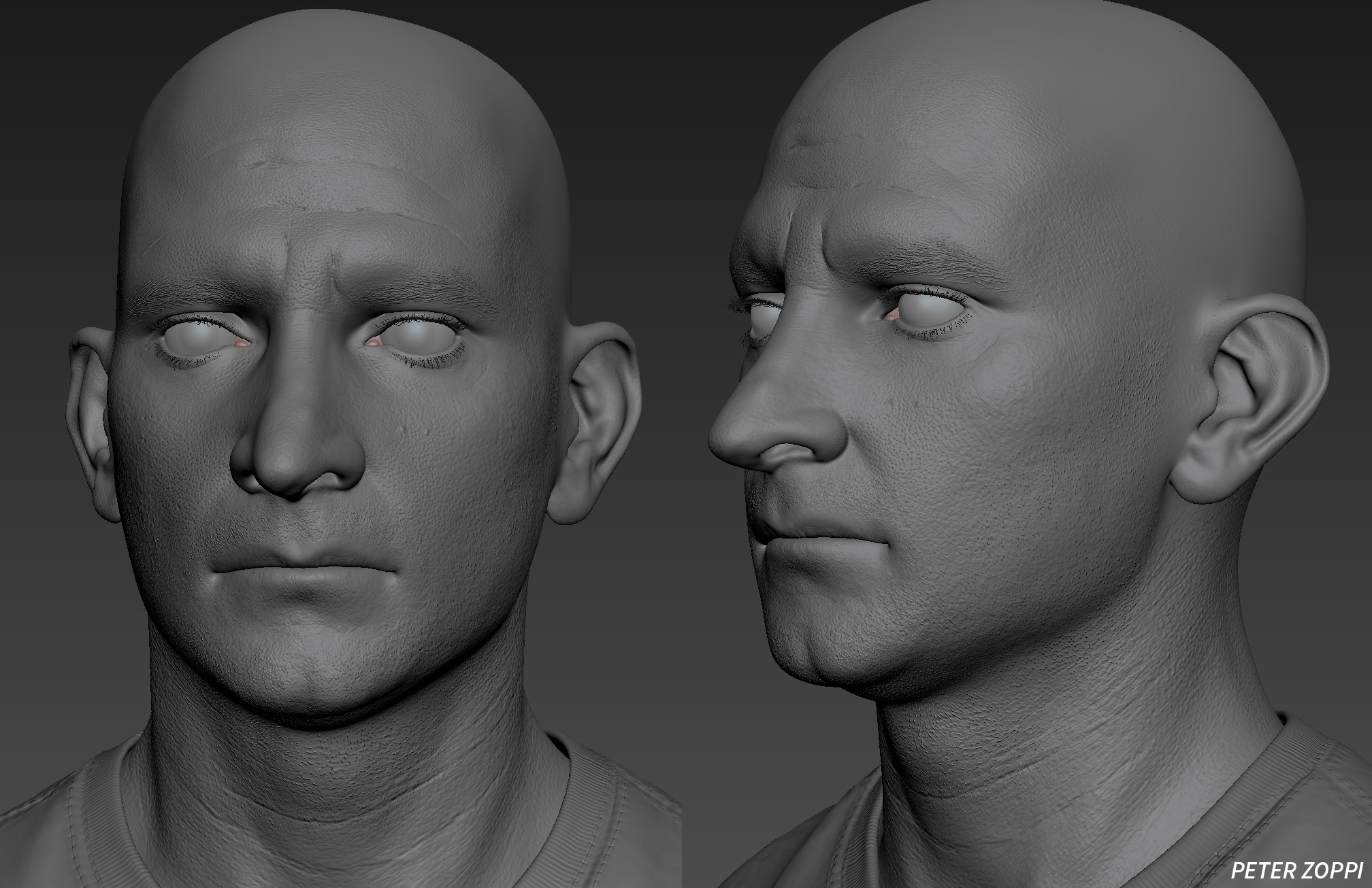 sculpted mesh with high frequency bump map in Mudbox