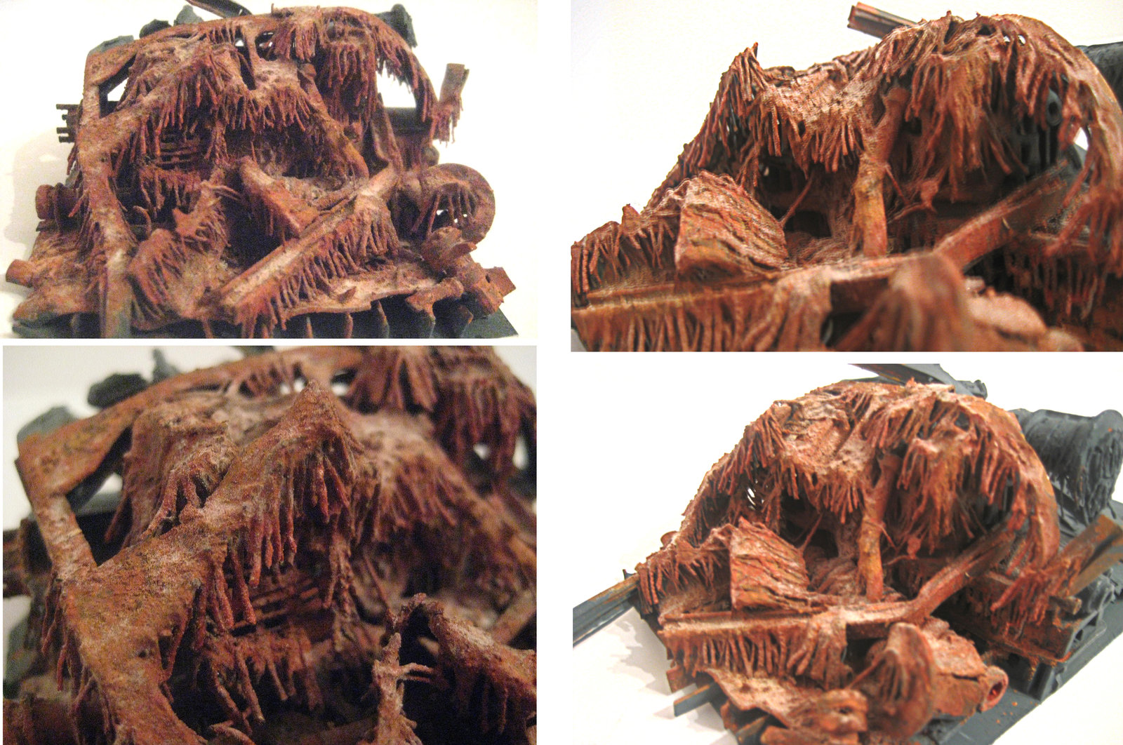 Turbine engine on its bedplates with wreckage and Rusticles applied and rust effects added 02.