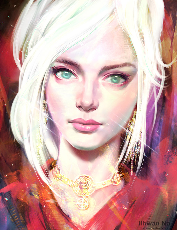 white hair woman art