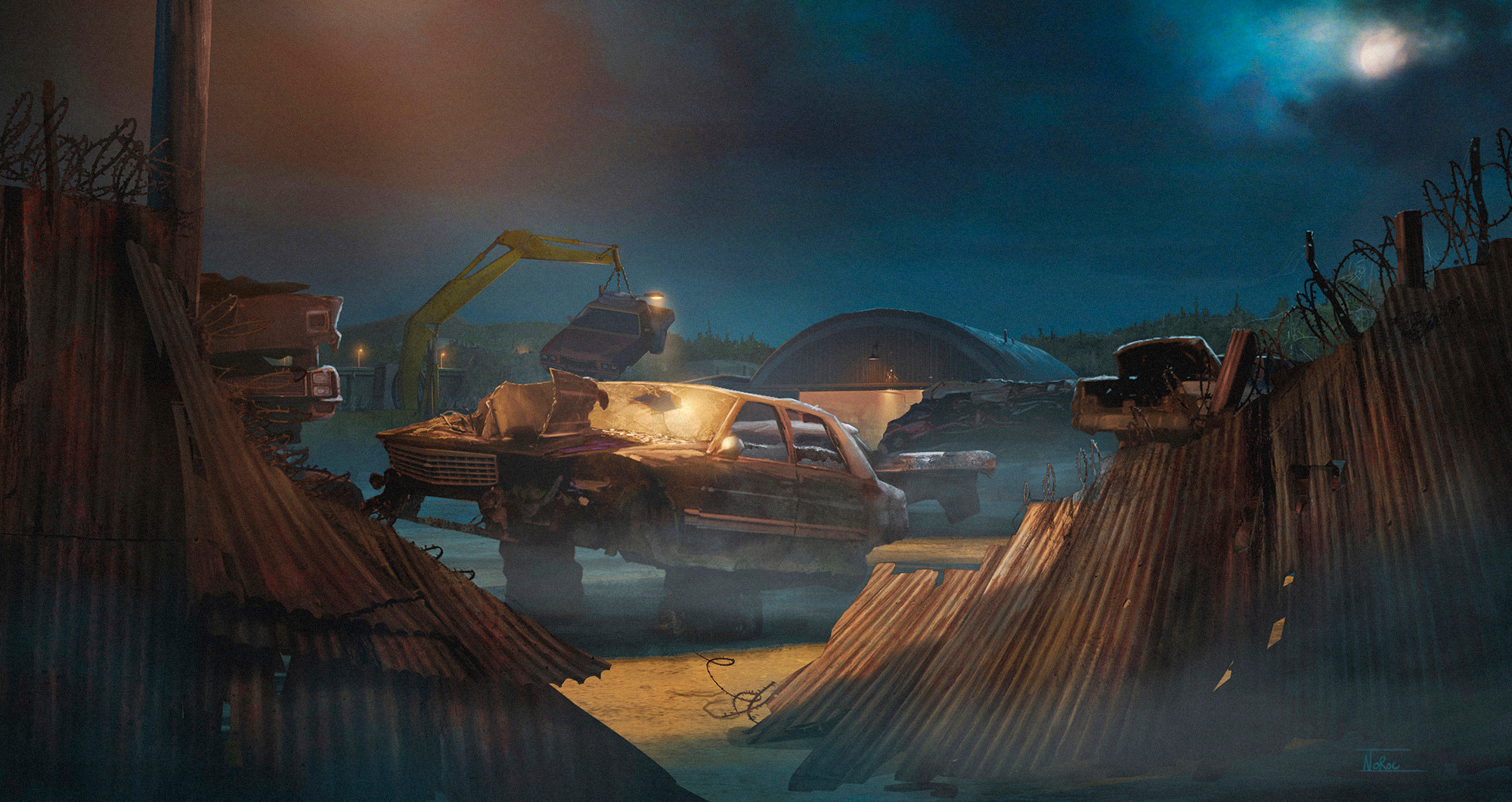 junkyard broken fence