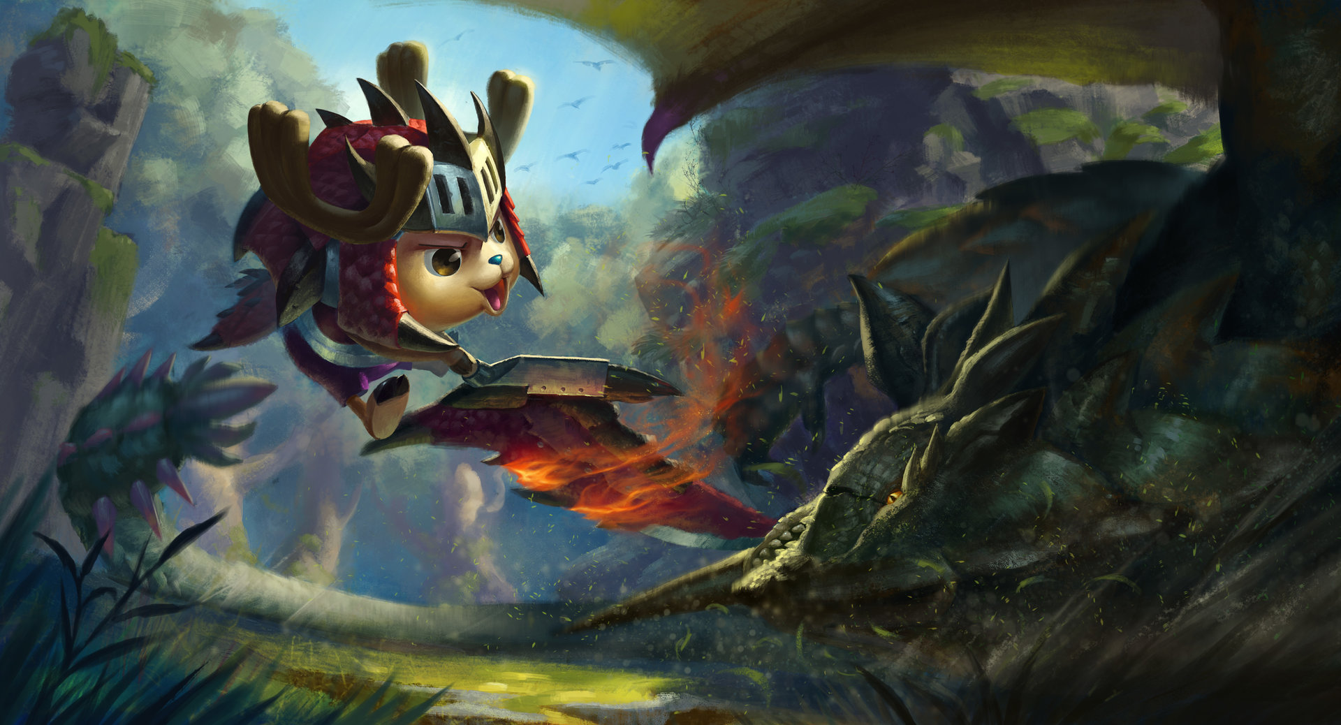 Artstation One Piece X Monster Hunter Fan Art David Kuo