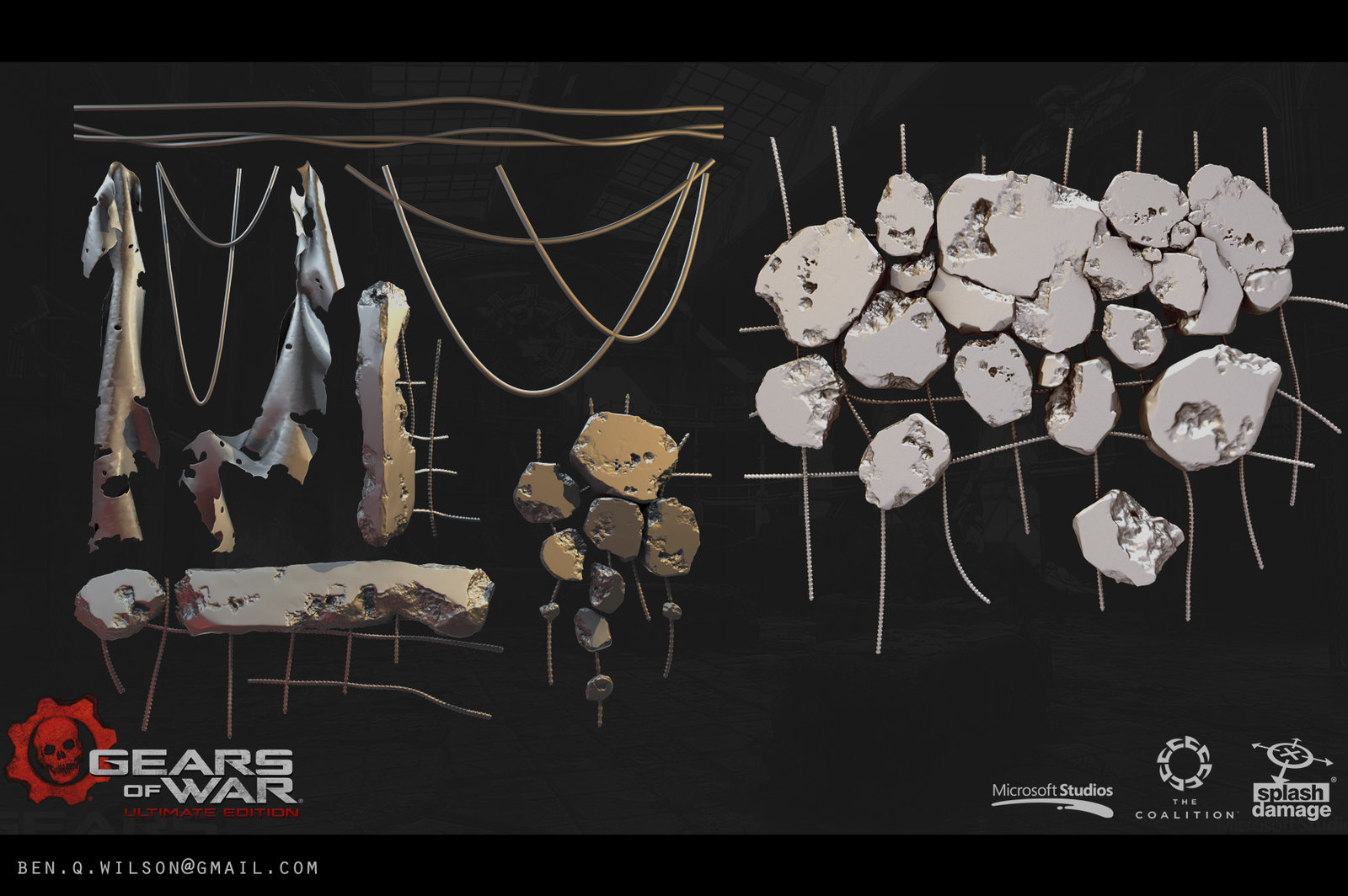 Some more examples of assets I created for the rubble collection. These were baked down and used as decals.