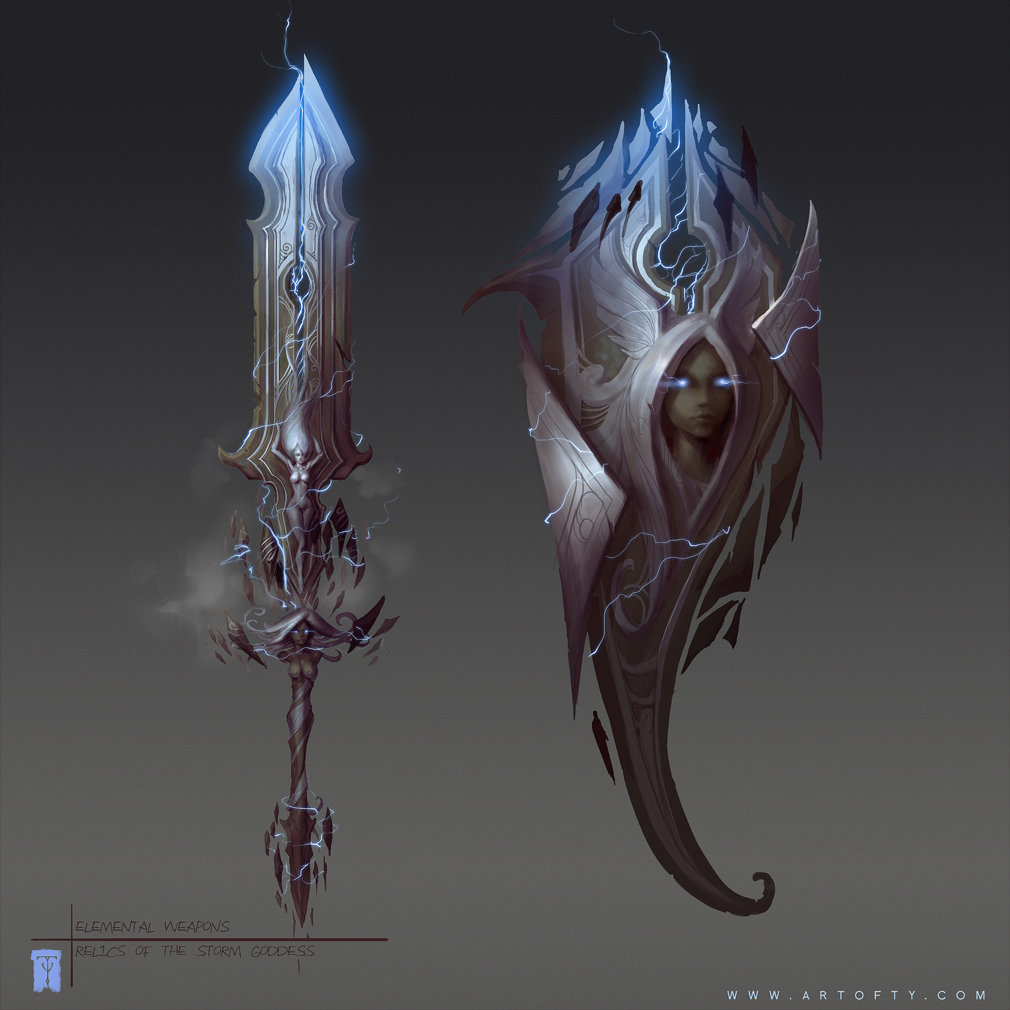 Artstation Storm Goddess Weapons Tyler James All 6 elemental weapons in the game final fantasy 15 (ff15). storm goddess weapons tyler james