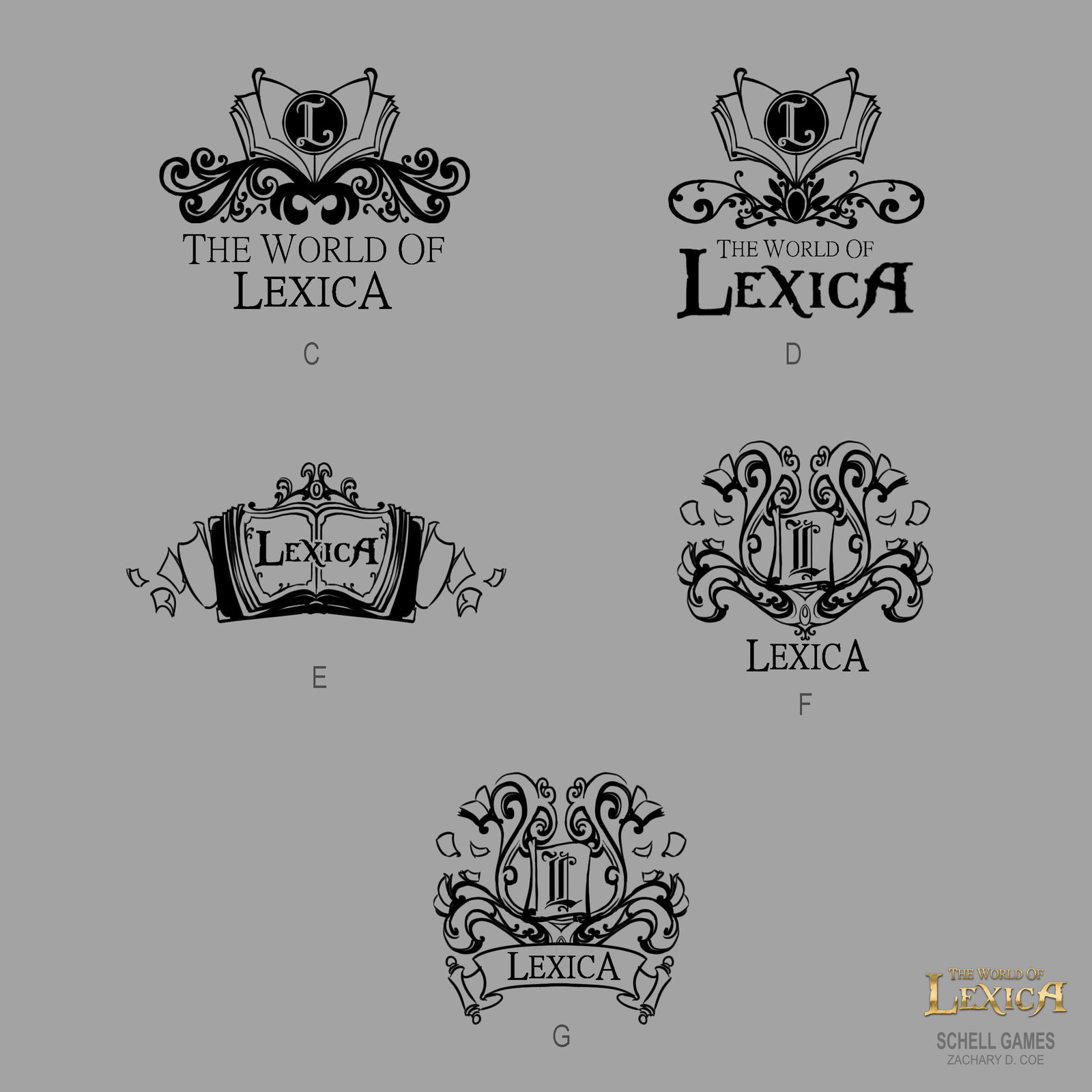 World of Lexica Logo Sketches by Zachary D. Coe