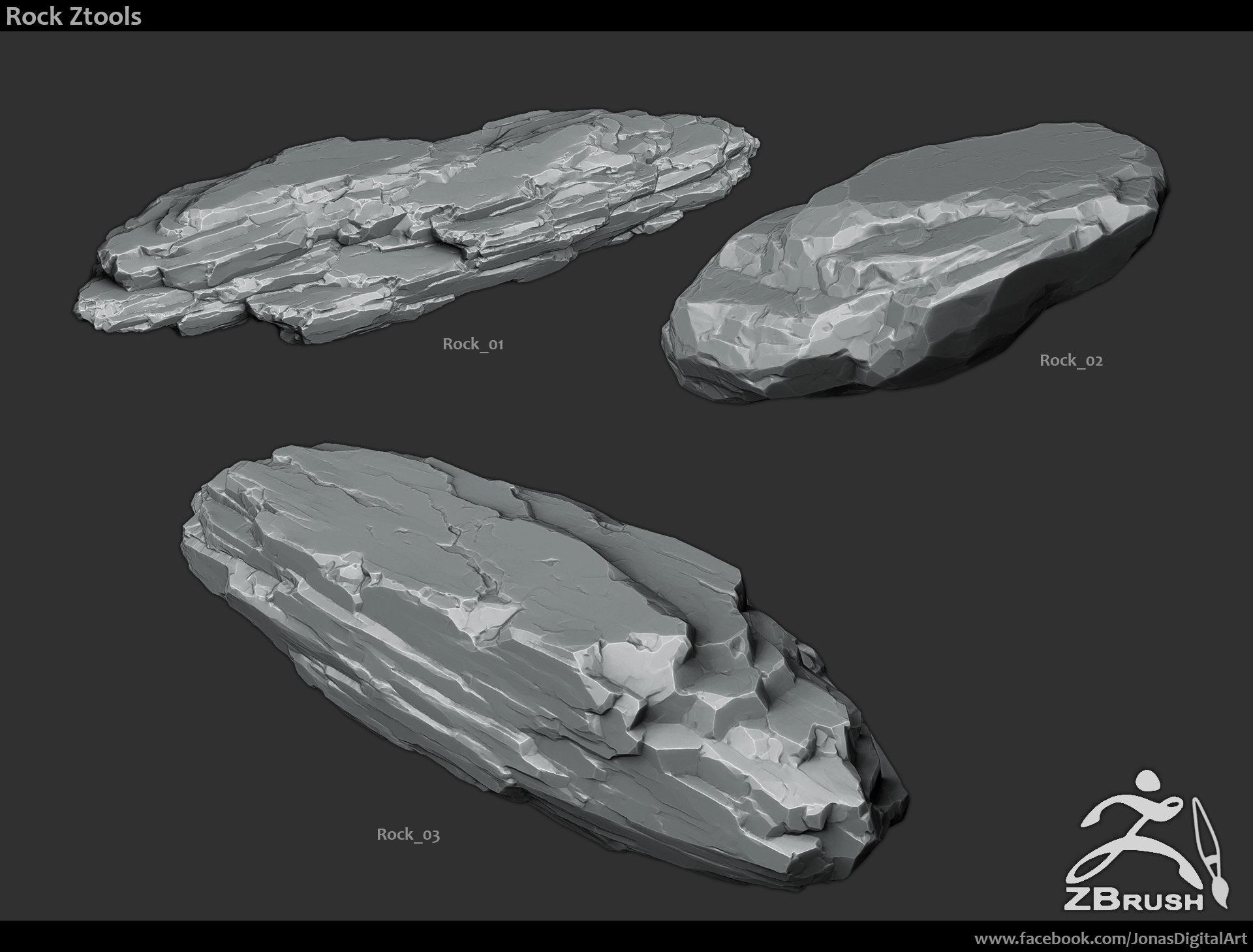 Jrotools Tools For 3d Artists 18 Zbrush Sculpted Rock Brushes