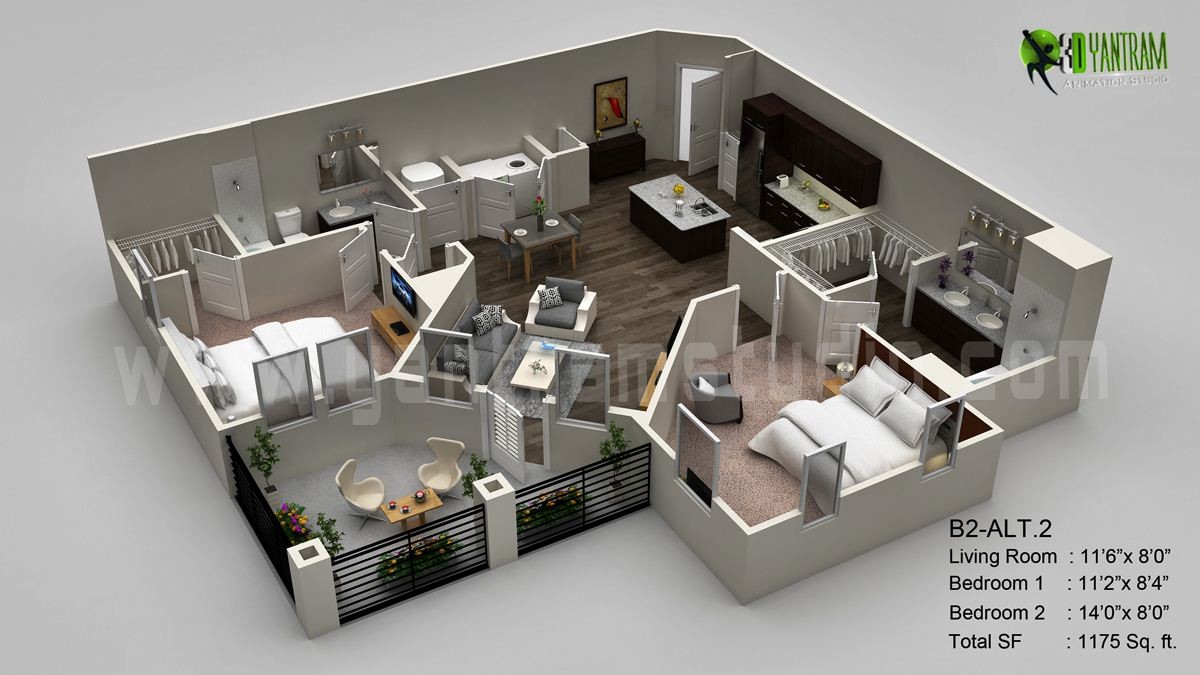 ArtStation Beautiful Modern 3D  Floor Plan  Visualization 