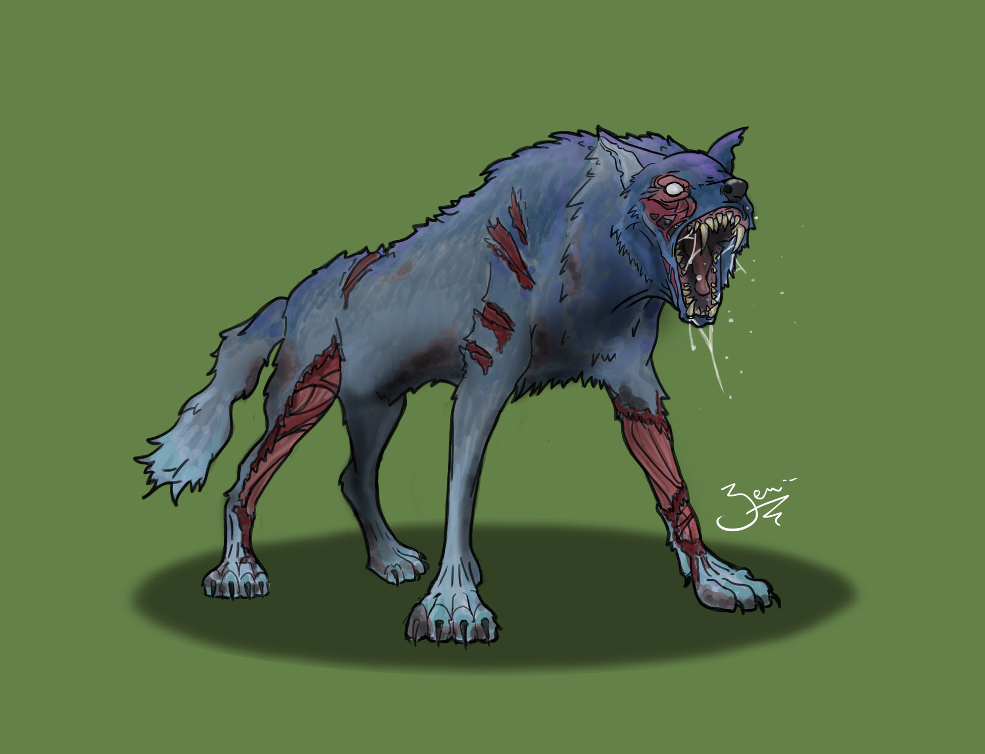 Zombie wolf created as part of '10000-things-to-draw' challenge. 