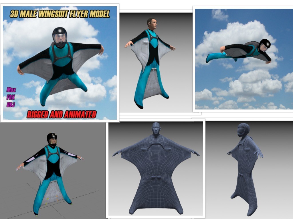 Korst Mondstuk kiespijn ArtStation - 3D Wingsuit Male Flyer Model Rigged Animated