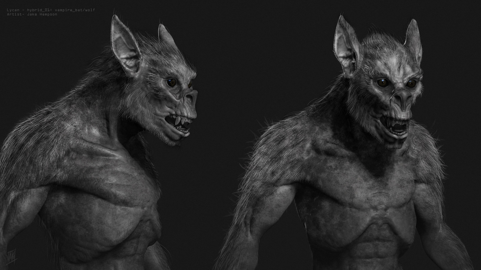 Lycan/Vampire hybrid sculpt- sketch and  paint over.