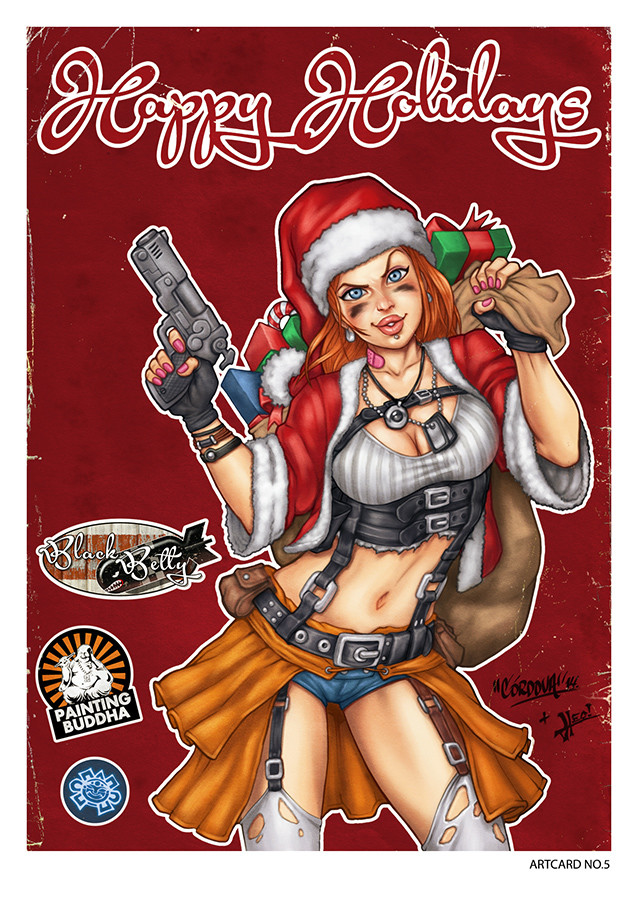 Betty Xmas card for collectors set.  Line art by Rene Cordova, colors by me.
