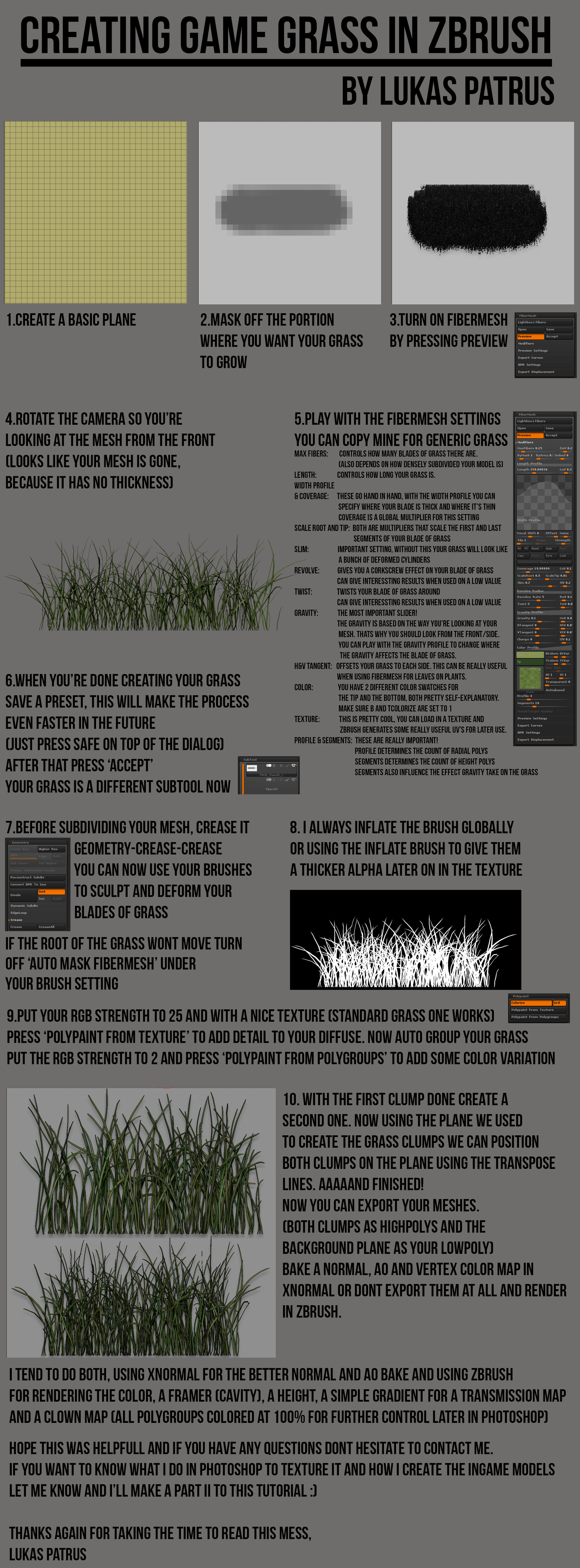 Artstation Creating Game Grass In Zbrush Lukas Patrus