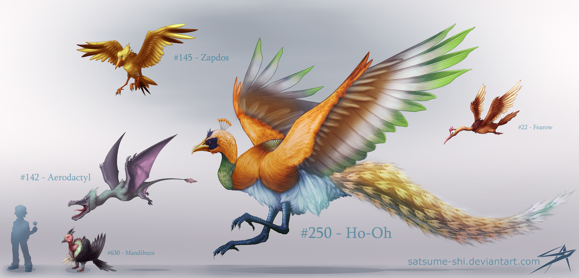 Ho-oH! and other pokemon in my personal design :3.