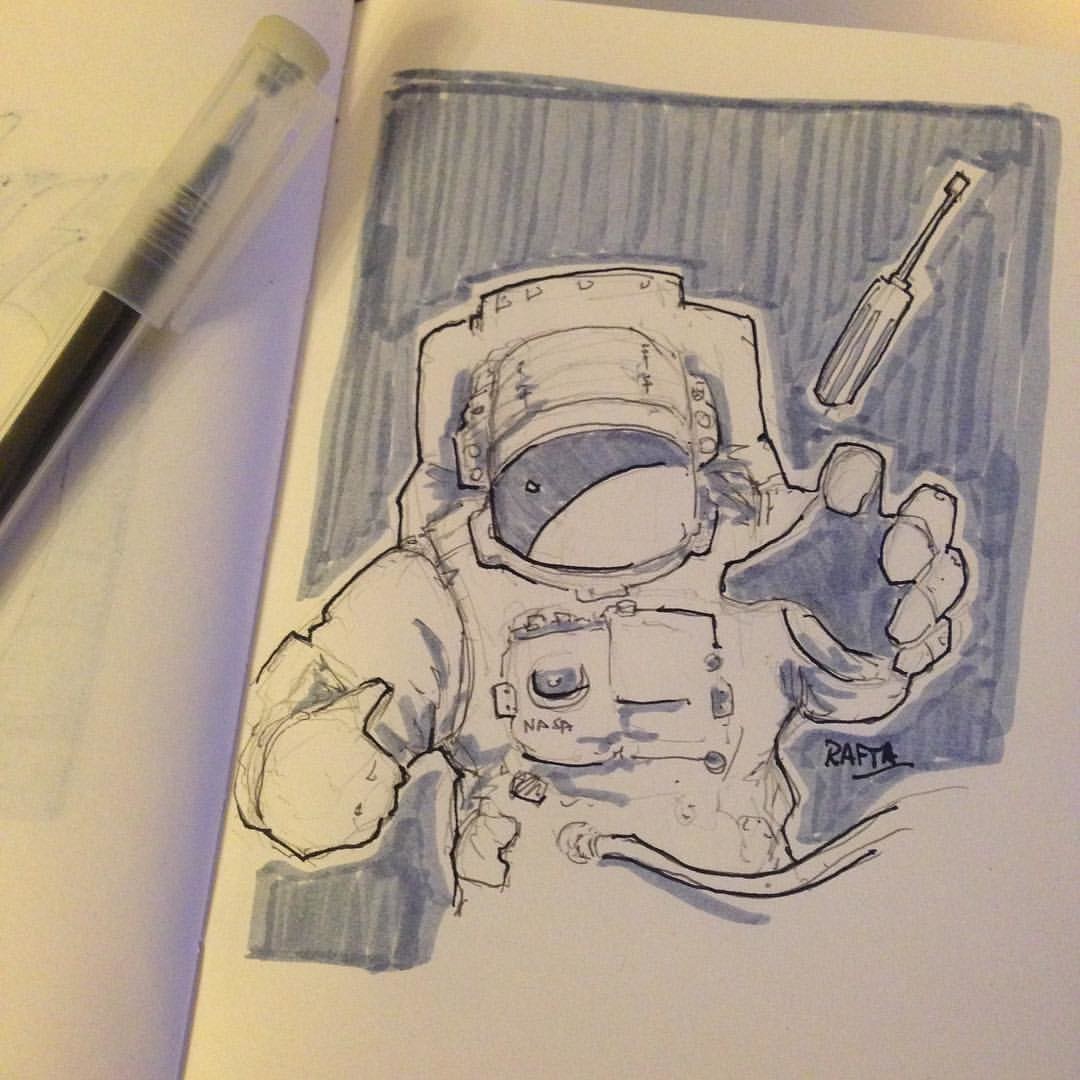 Raffael Wagner - Inktober Astronaut, image size:1080x1080